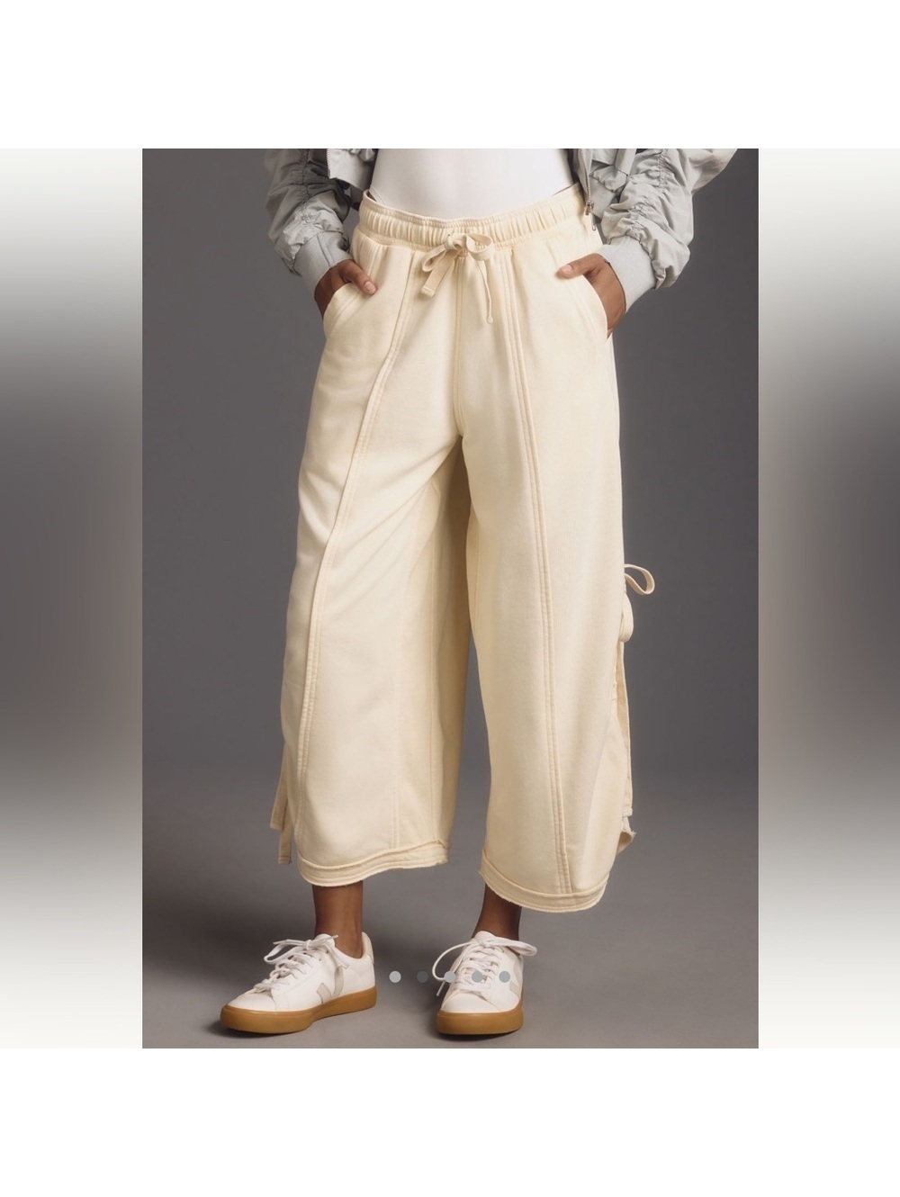 Daily Practice by Anthropologie Daia Ruched Pants Ivory Cream XS